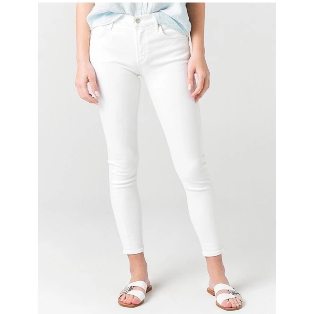 Agolde Sophie High Rise Crop Denim Jeans in White